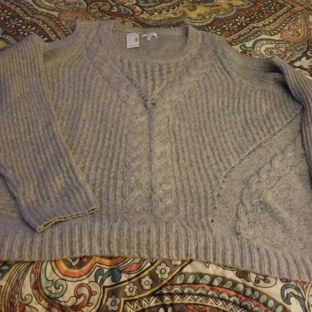 Grey Maurice plus size cold shoulder sweater